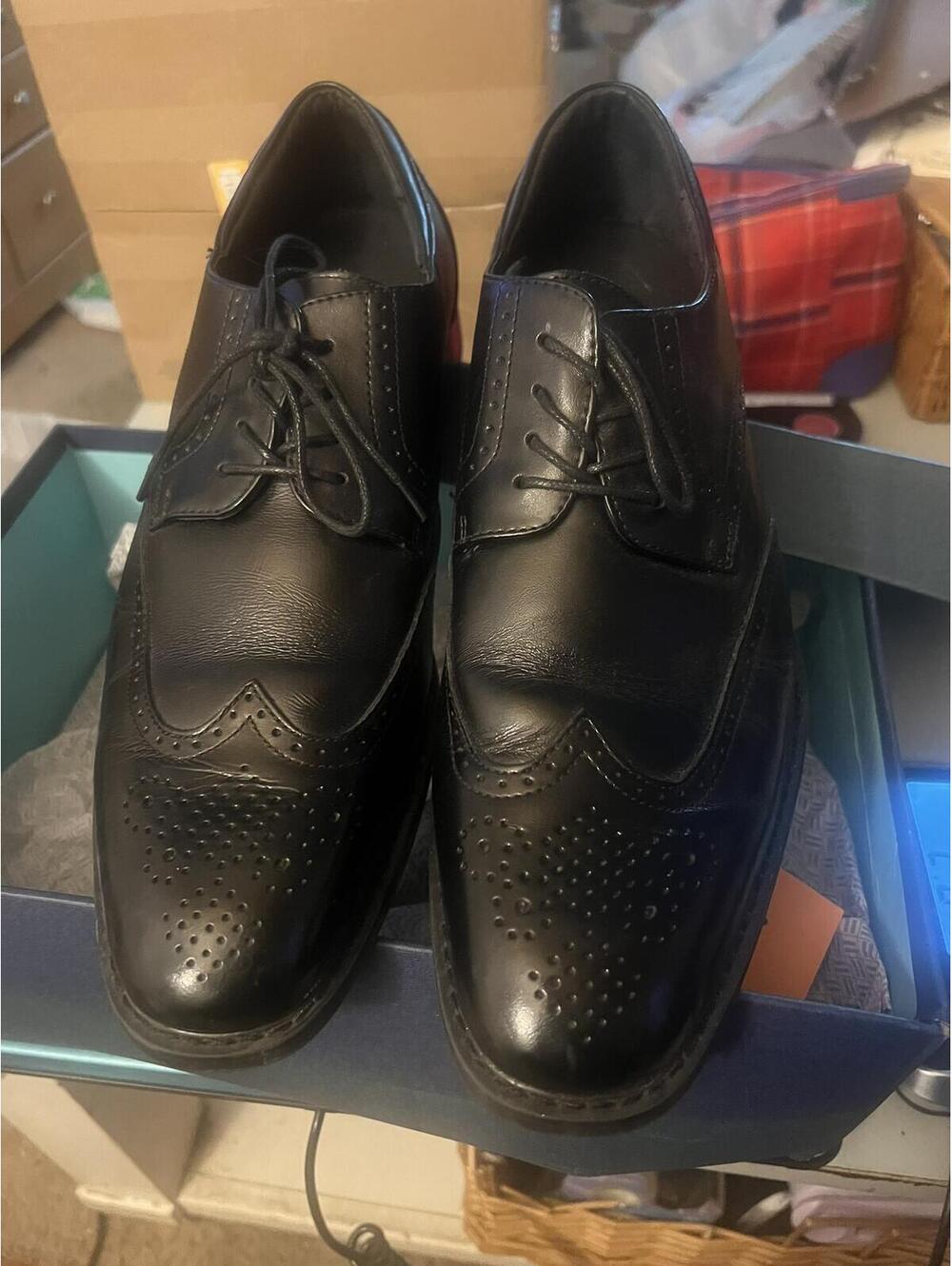 Joseph Abboud Black Leather Wingtip Dress Shoes